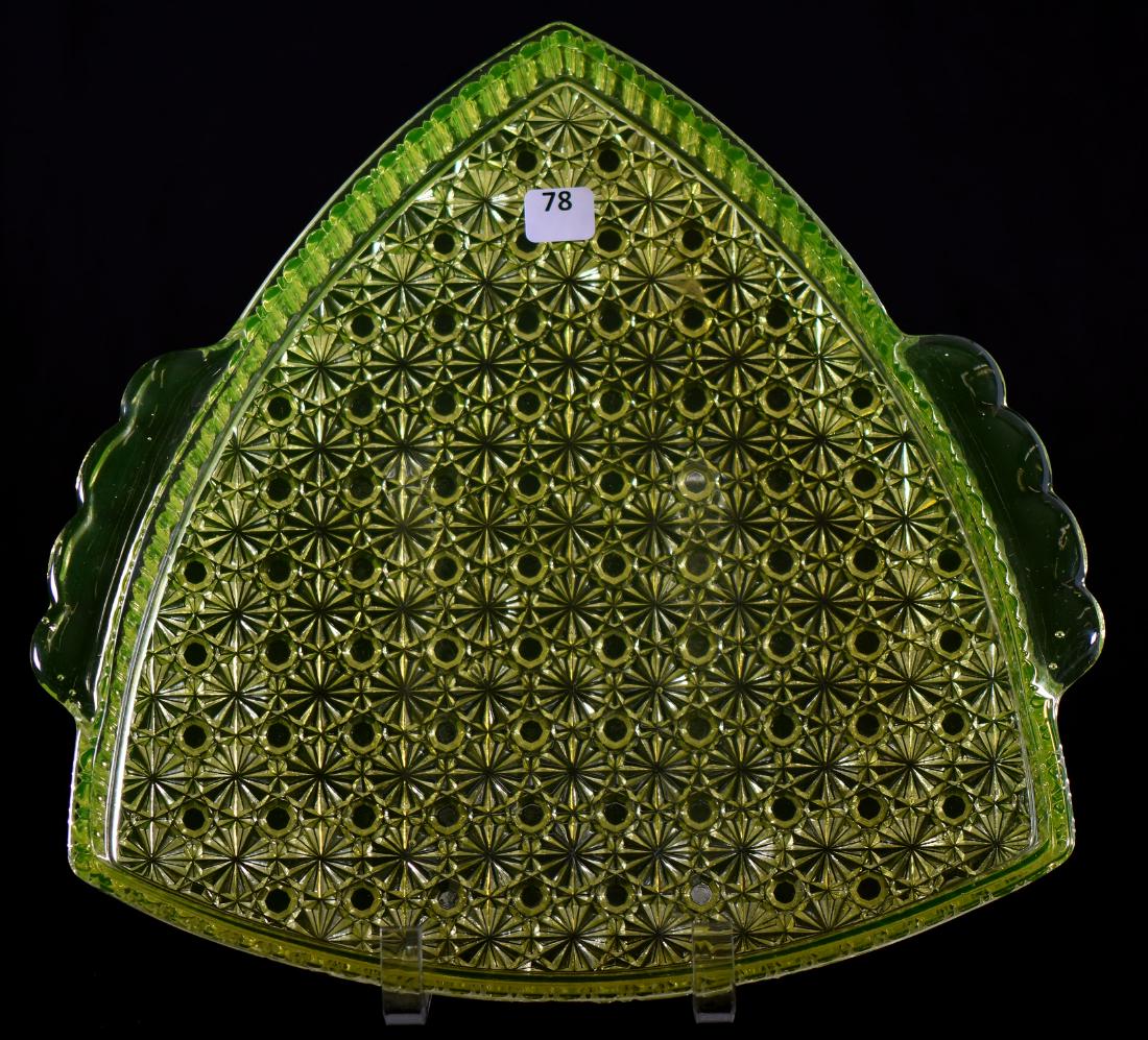 Shield Shaped Tray - Vaseline Art Glass (1 of 2)
