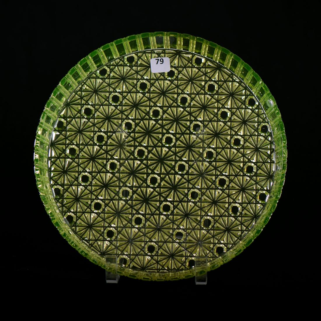 Round Tray - Vaseline Art Glass - 11.25" (1 of 3)