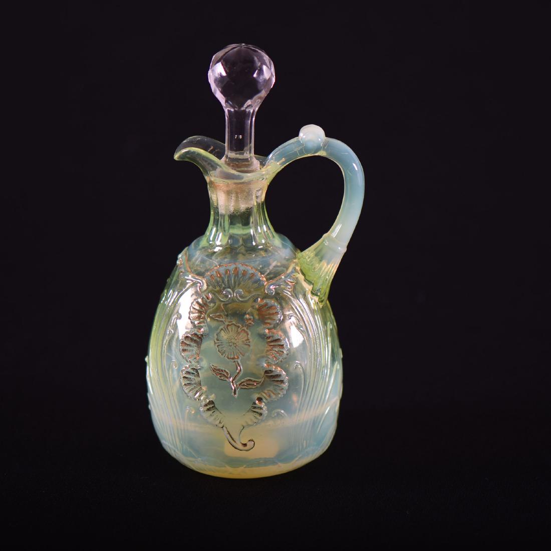 Cruet Bottle - Vaseline Opalescent Art Glass - 7" (1 of 2)