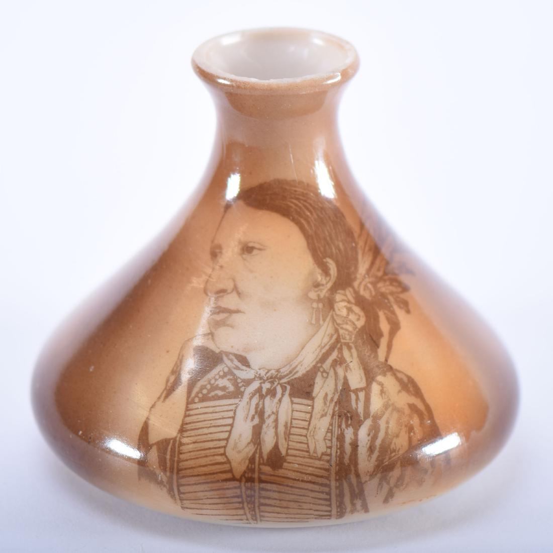 Brown and White Opaque Art Glass Vase - 4.5" X 5" (1 of 2)