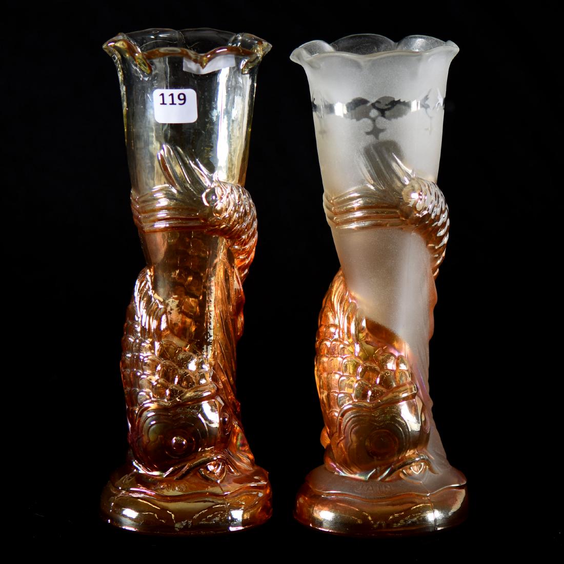 (2) Vases - Carnival Glass - 10" (1 of 2)