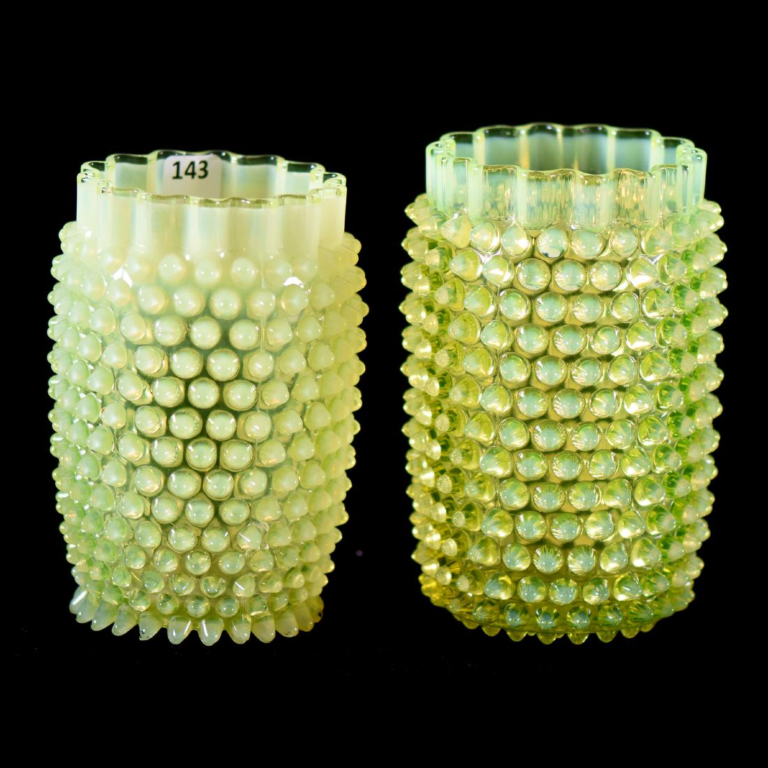 (2) Celery Vases - Vaseline Opalescent - Approx. 6" (1 of 2)