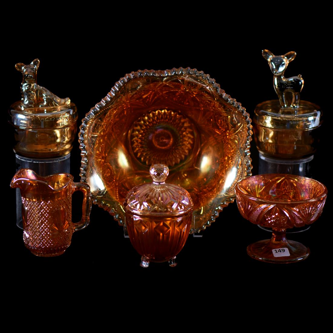 (9) Assorted Items - Marigold Carnival Glass (1 of 3)