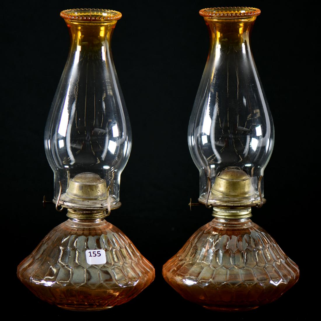 Pair Lamps - Carnival Glass - 6" Top of Font (1 of 2)