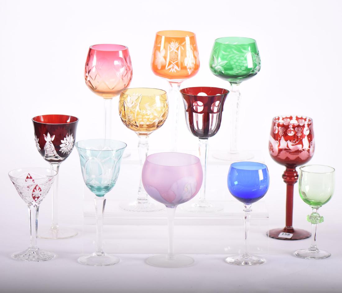 (12) Art Glass Rhine Wines (1 of 4)