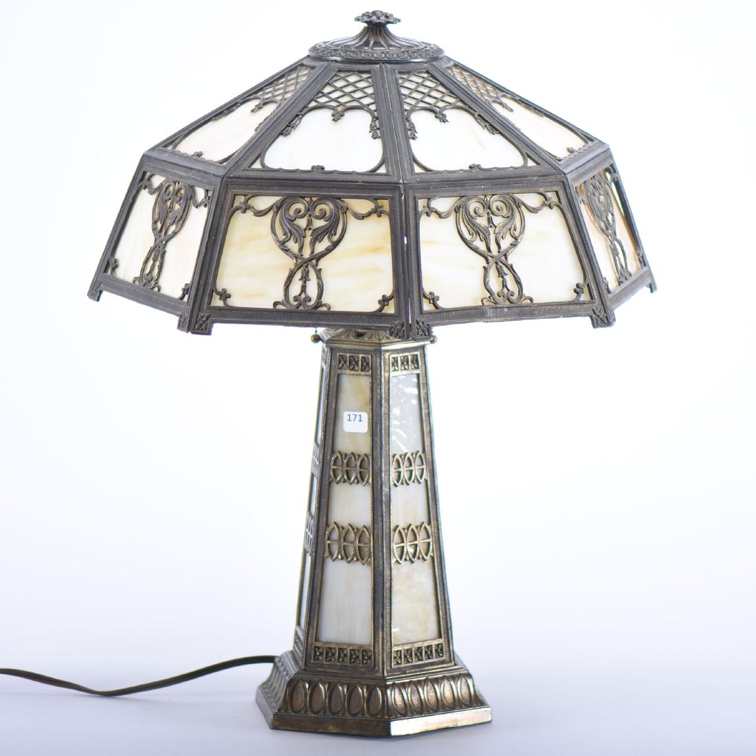 Table Lamp W/Slag Glass Shade - 24.5" X 19.5" (1 of 3)