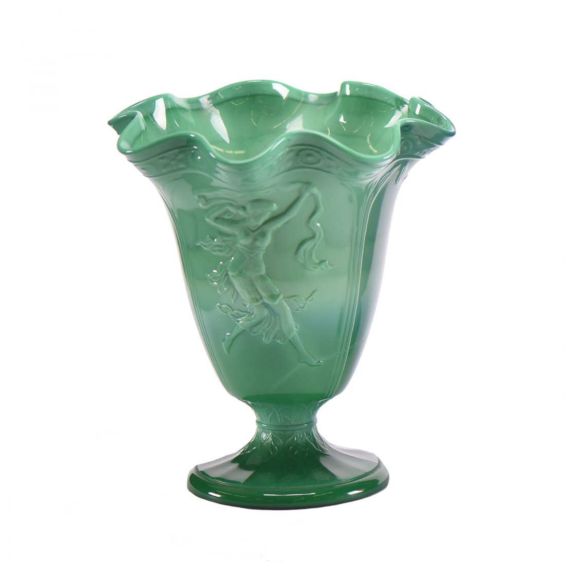 Fenton Dancing Woman Green Slag 8.5" (1 of 2)