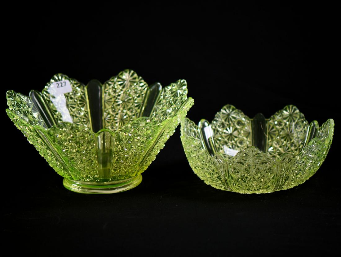 (2) Bowls - Vaseline Art Glass (1 of 2)