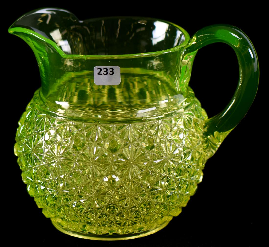 Pitcher - Vaseline Art Glass - 7.25" (1 of 2)