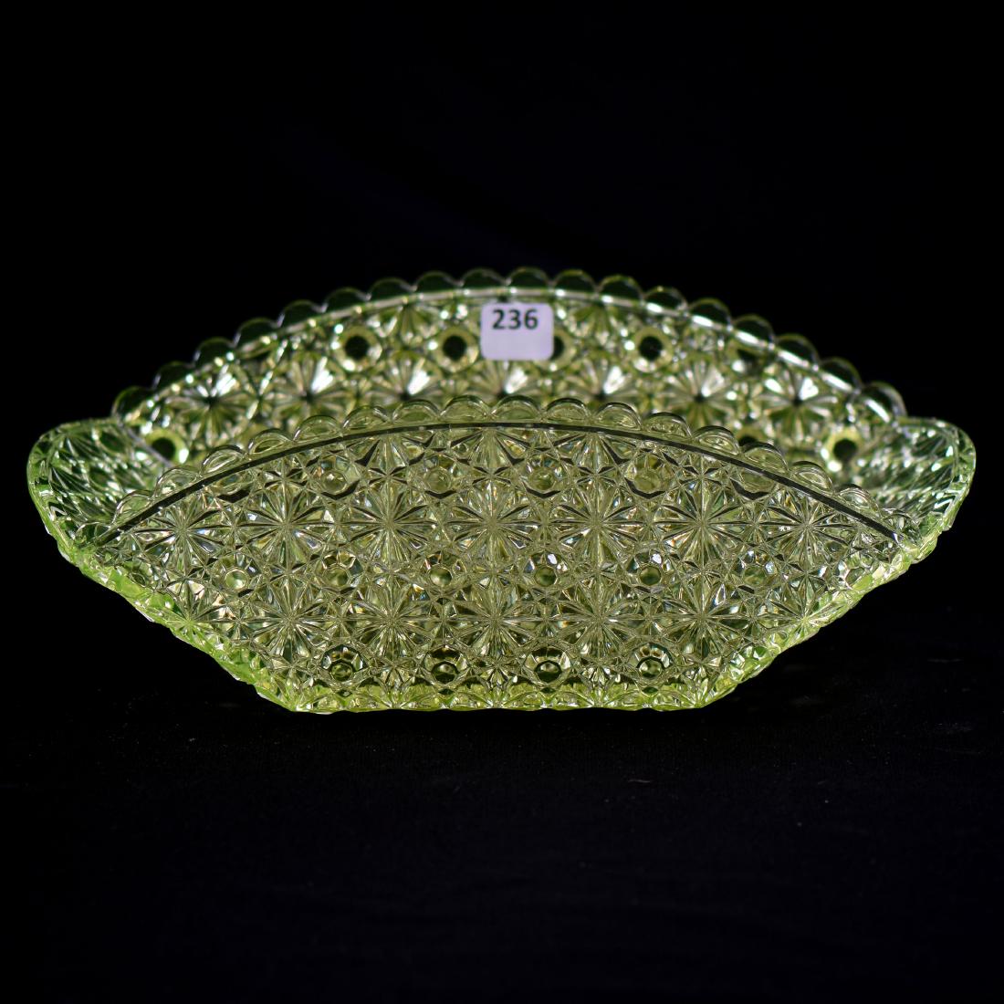 Bowl - Vaseline Art Glass - 4" X 11.5" (1 of 2)