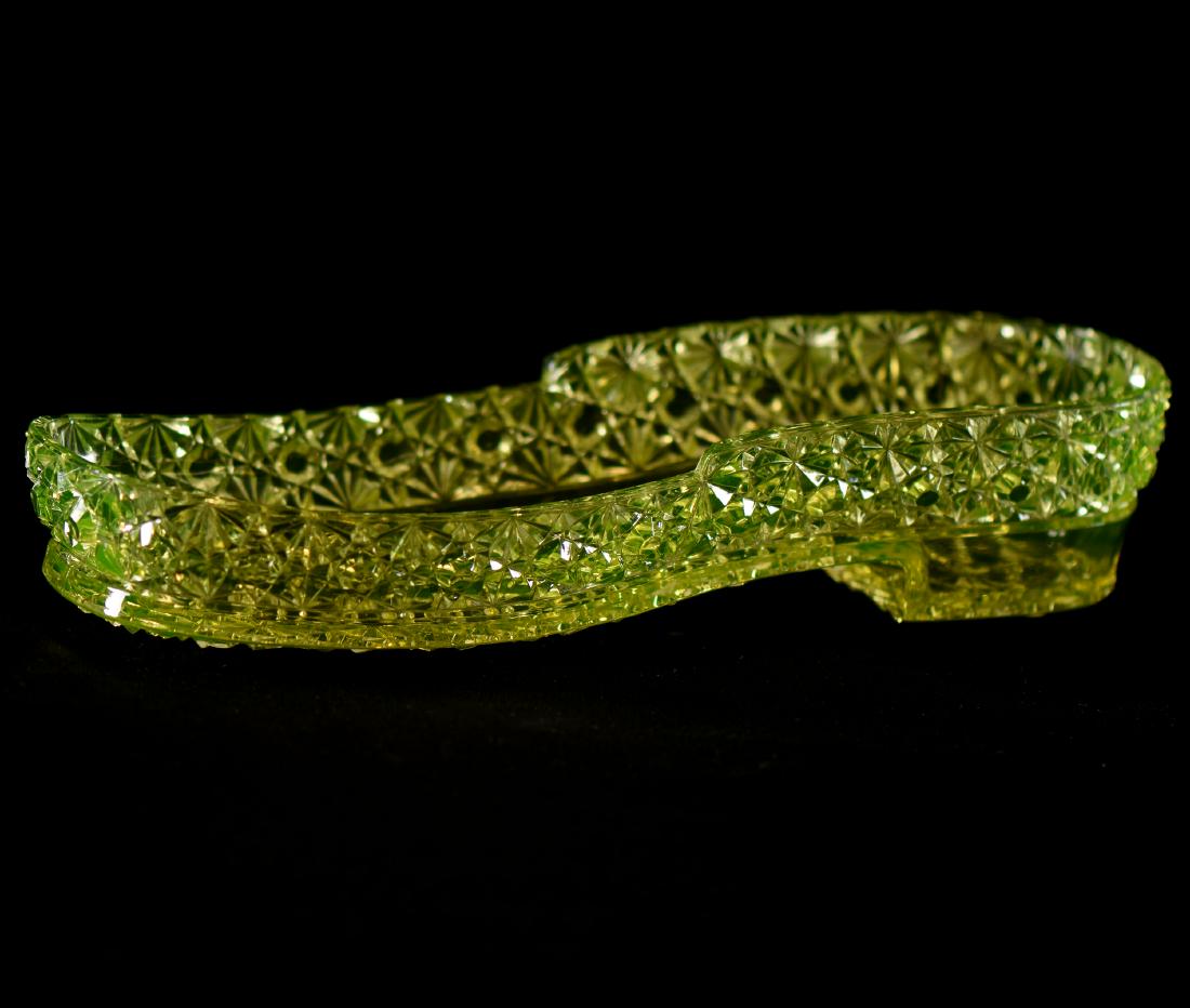 Figural Shoe Celery Tray - Vaseline Art Glass - 12" (1 of 2)