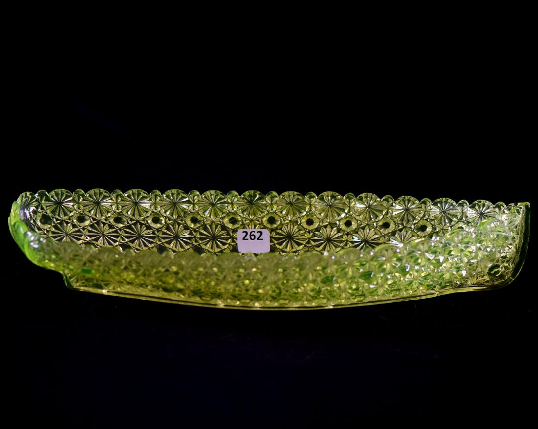 Boat Shaped Celery Tray - Vaseline Art Glass (1 of 2)