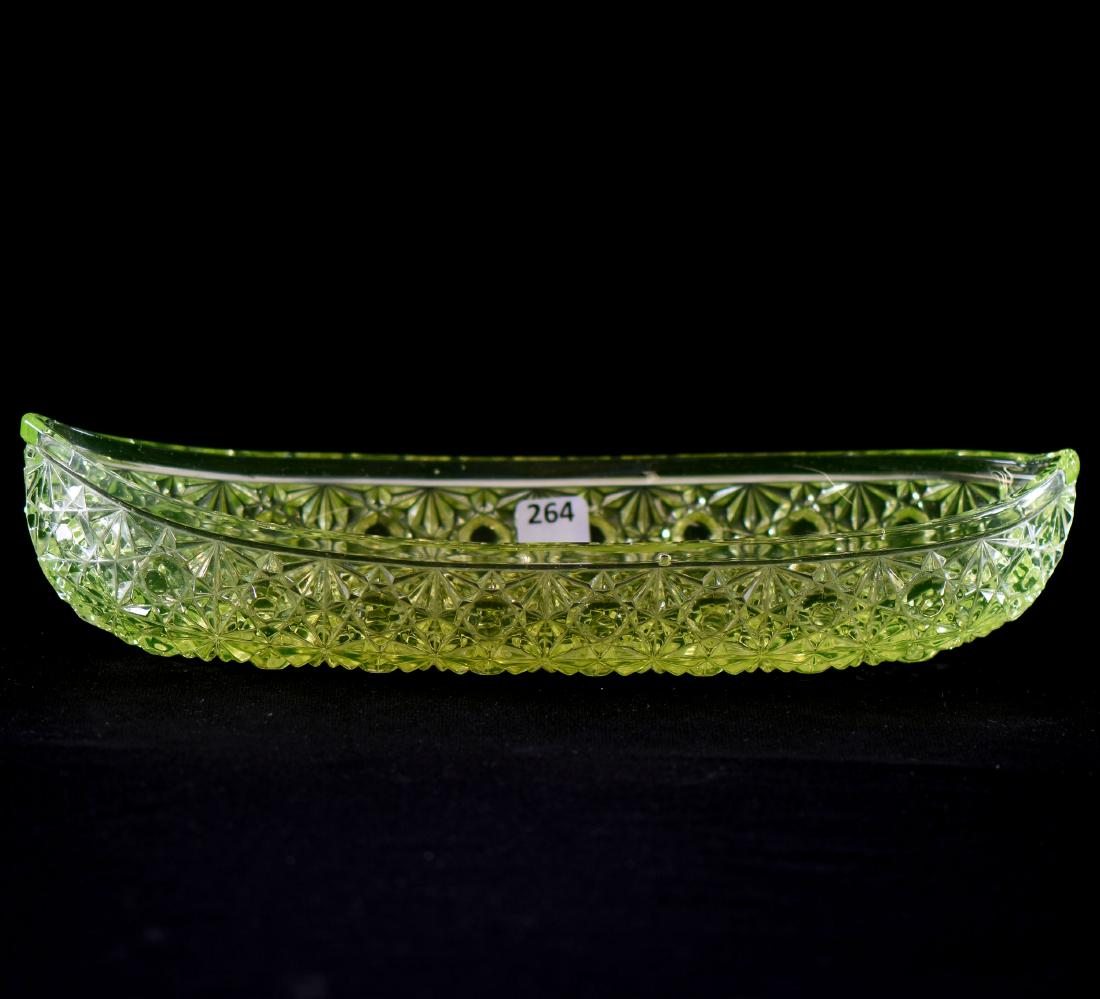 Canoe Shaped Celery Tray - Vaseline Art Glass (1 of 2)
