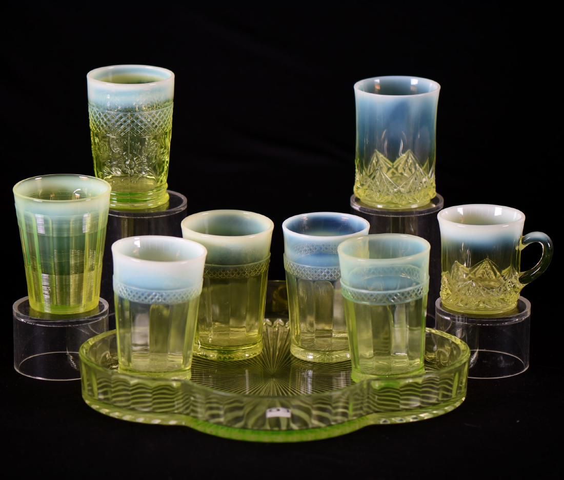 (9) Vaseline Art Glass Items (1 of 3)