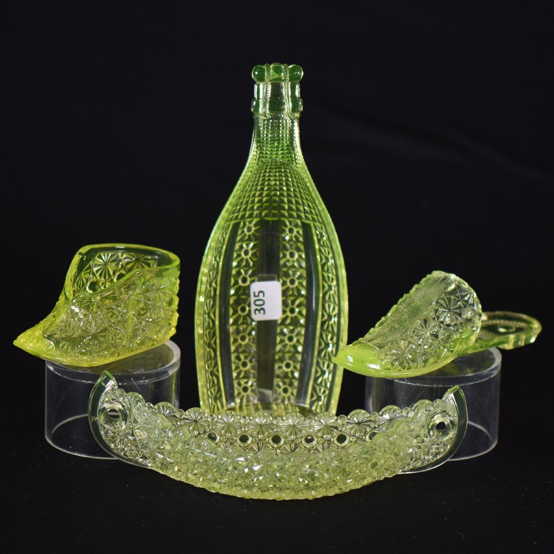 (4) Vaseline Art Glass Items (1 of 2)