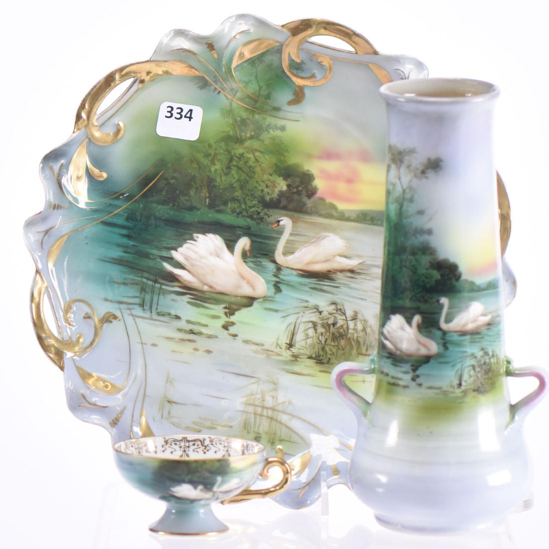 (3) Royal Bayreuth Blue Mark Items - Swan Decor (1 of 2)