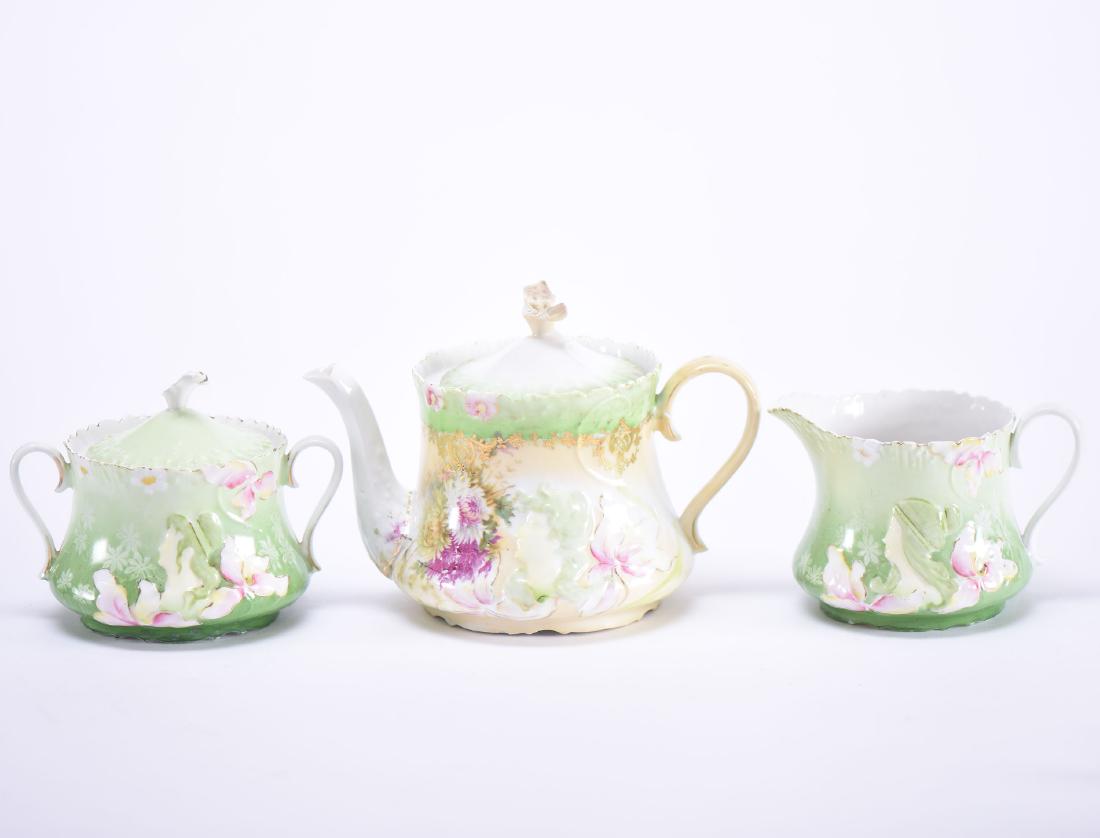 3 Pc. Tea Set - Unmarked Prussia - 5.25"X7.5" Pot (1 of 3)