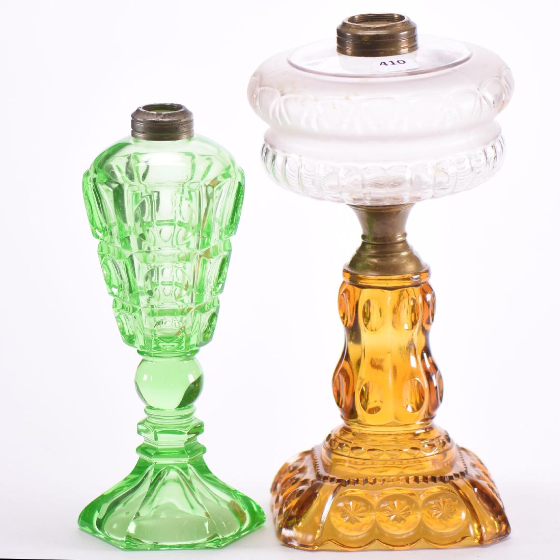 (2) Kerosene Lamps - Art Glass (1 of 3)