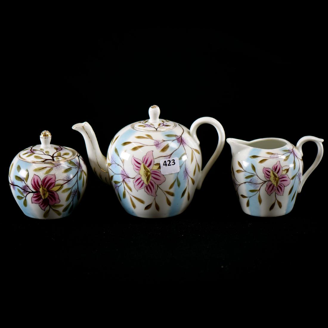 Three Piece Tea Set - Unmarked Prussia Style (1 of 3)