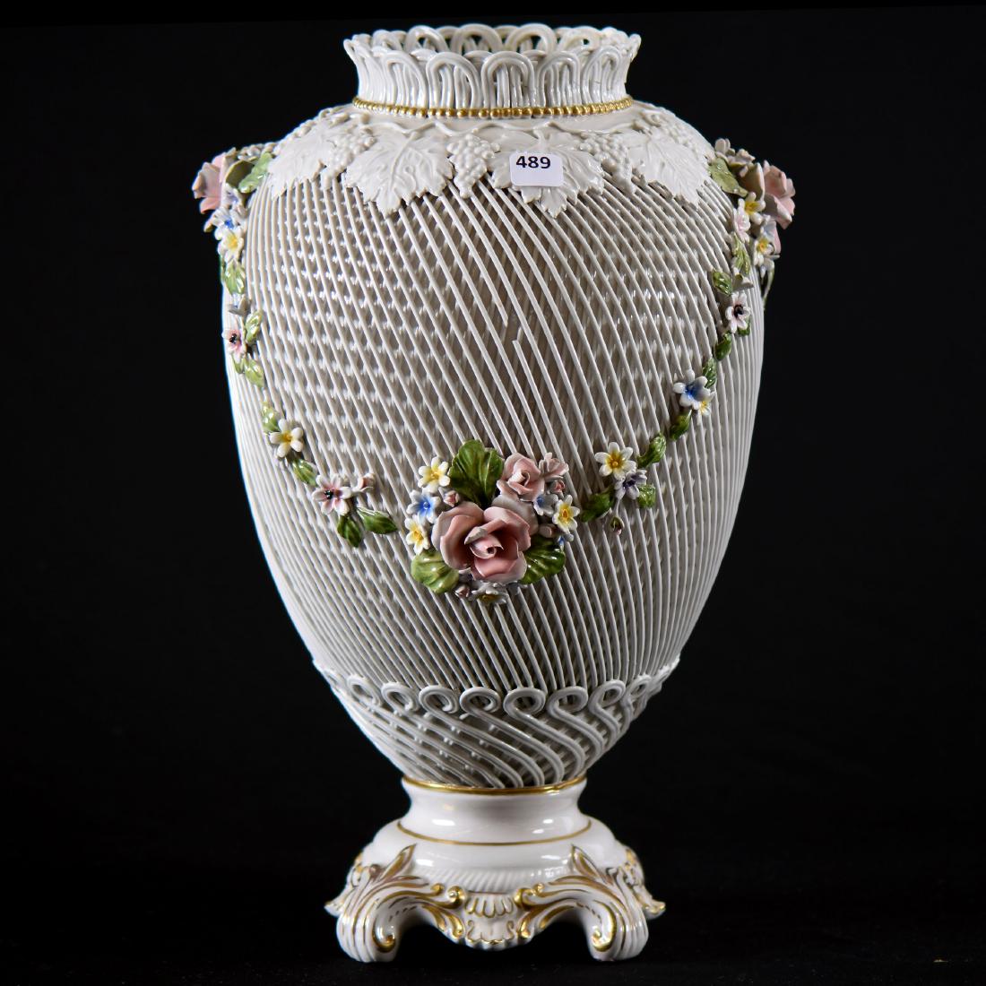 Vase - Marked Capo-Di-Monte - 15.5" X 10 (1 of 6)