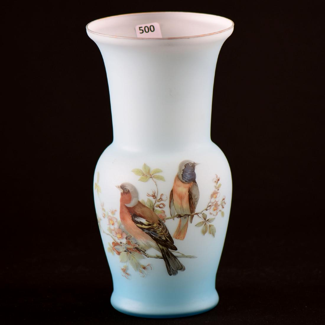 Modern Blue Satin Art Glass Vase - 10" (1 of 2)