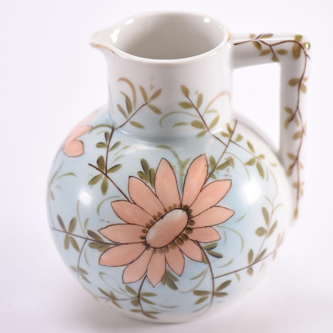 Milk Pitcher - Unmarked E.S. Prussia - 5.5": Milk Pitcher - Unmarked E.S. Prussia - 5.5" - Blue and White Tones with Pink Floral Decor - Matches Water Pitcher, Lot #518 - to Ensure Every Item Sells, We Have Placed Low Starting Bids on Every Item