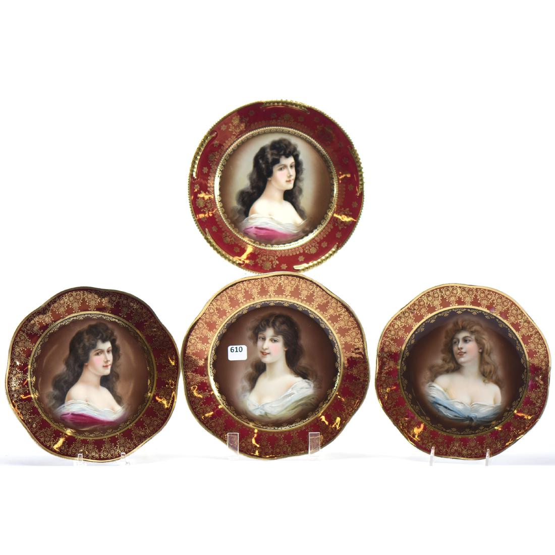 (4) Portrait Plates - Bavaria - (3) 8.5" - (1) 9" (1 of 6)