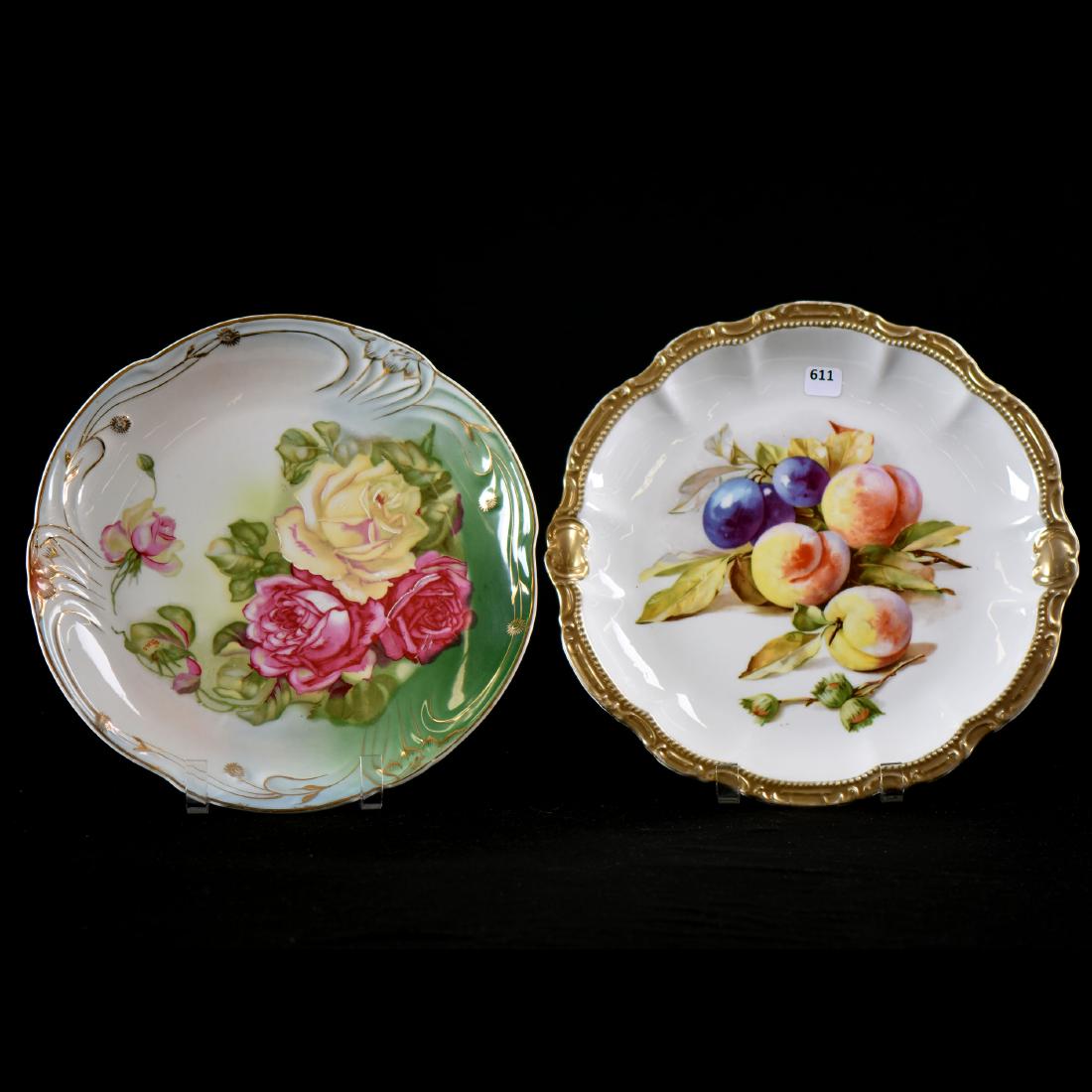 (2) Chargers - Bavaria - Approx. 12": (2) Chargers - Bavarian -(1) 12.75", White with Fruit Decor, Gold Border, Marked Bavaria - (1) 12.25" Unmarked, Blue and Green Tones with Rose Decor - to Ensure Every Item Sells, We Have Placed Low St
