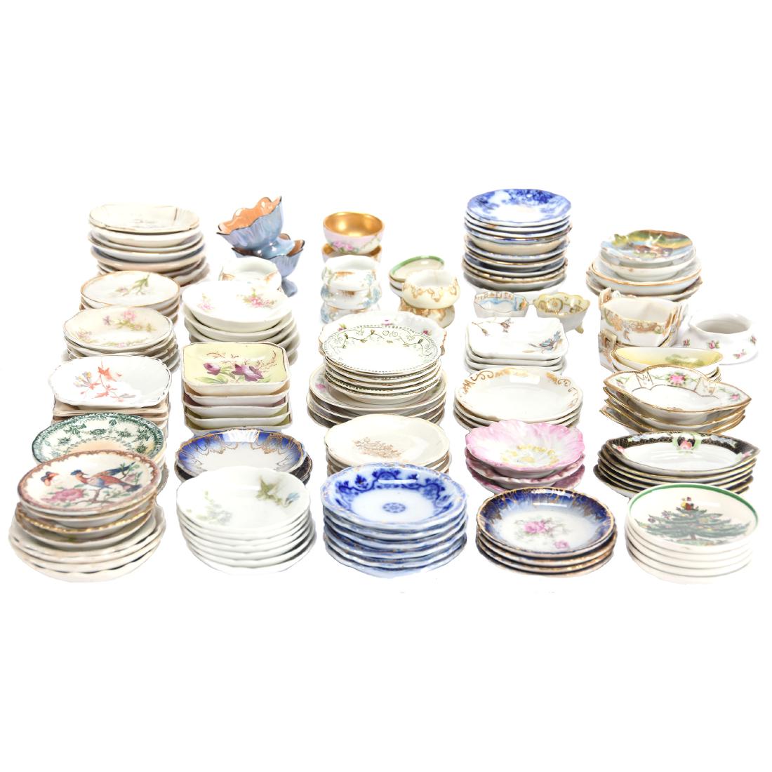 Porcelain Butter Pats and Salt Dips: Porcelain Butter Pats and Salt Dips - Numerous Flow Blue, Nippon, Spode, Limoges - Some in Sets - Many Individual - Well Over (100) Items