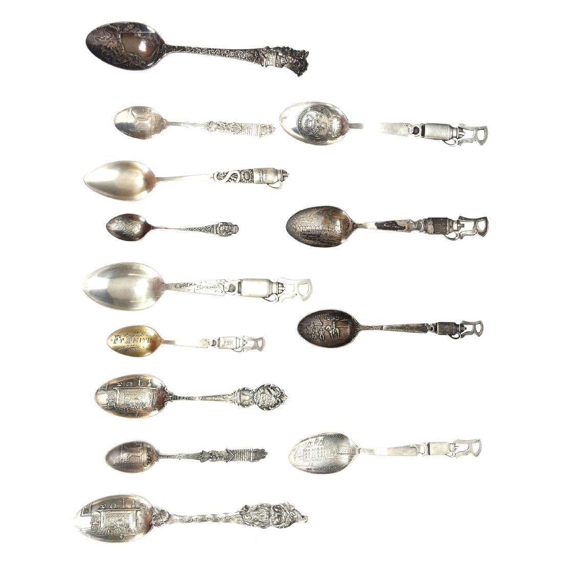(13) Sterling Souvenir Spoons: (13) Sterling Souvenir Spoons - (7) Rebus and (6) Santa Claus - Sizes from Demitasse to Teaspoons - See Photos for Details - 195 Grams Total Weight