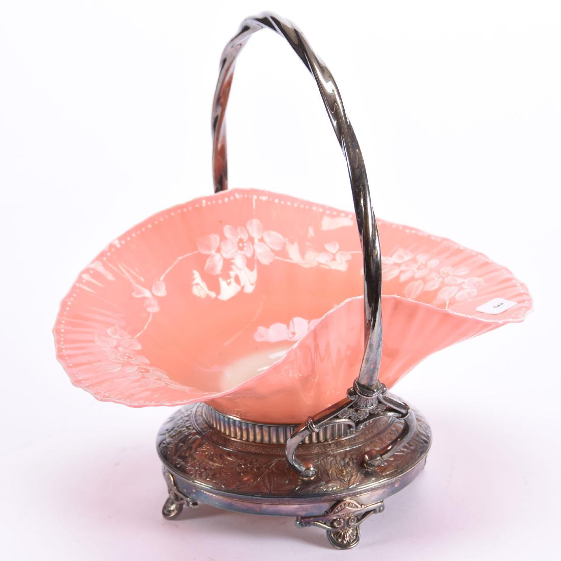 Victorian Art Glass Brides Basket 11.5" X 10.5" (1 of 2)