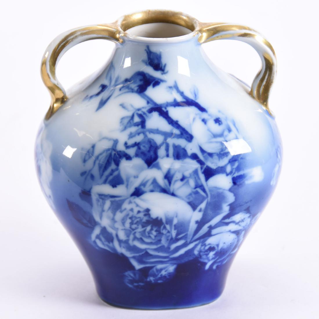 Unmarked English Flow Blue Vase 5.25" X 4.5" (1 of 3)