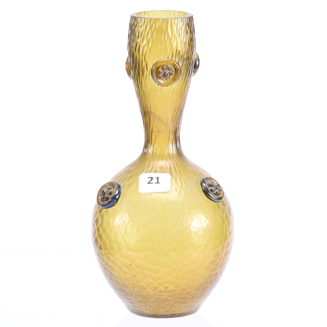 Unmarked Loetz Style Art Glass Vase 8.5" (1 of 2)