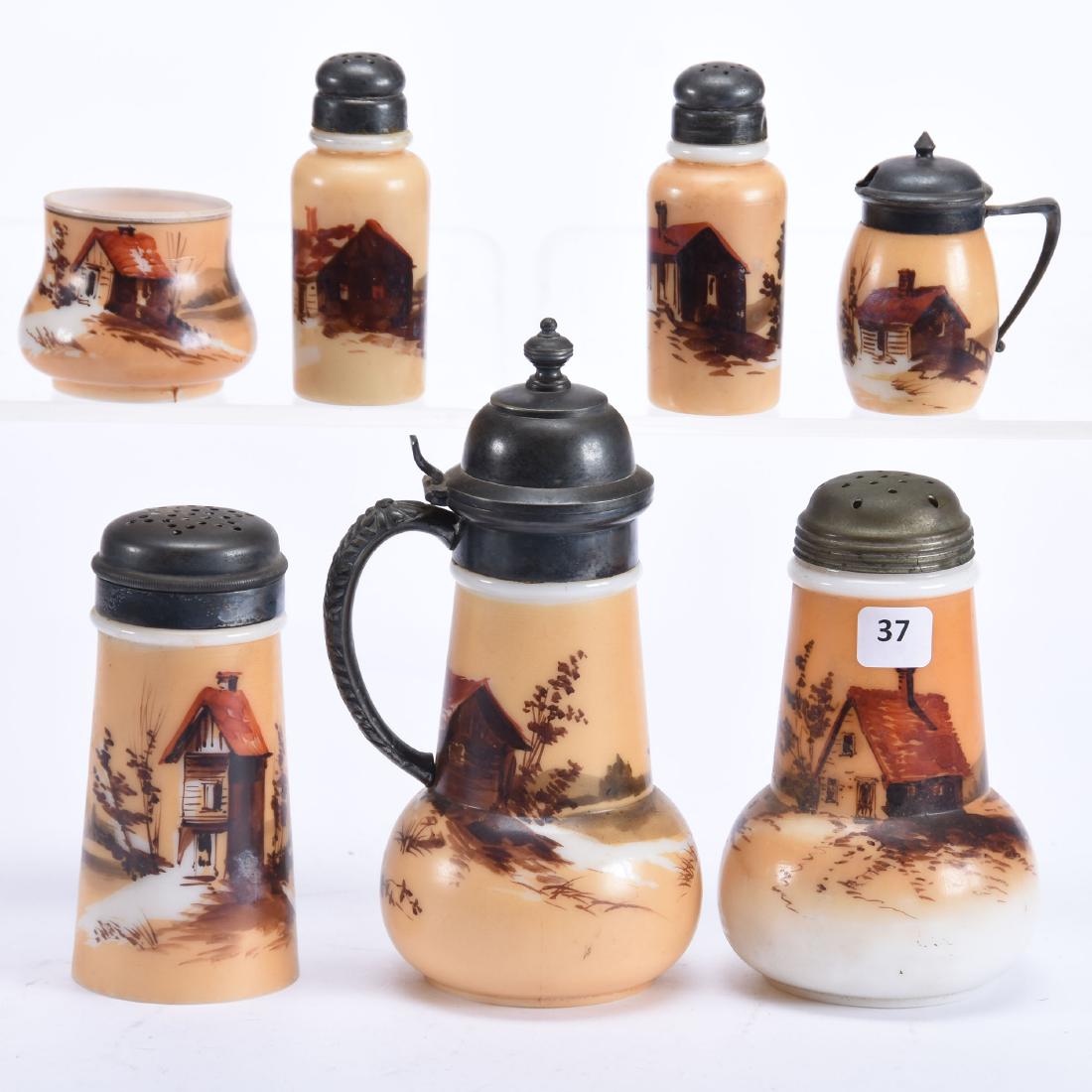 Mt. Washington Unmarked Art Glass Table Set (1 of 2)