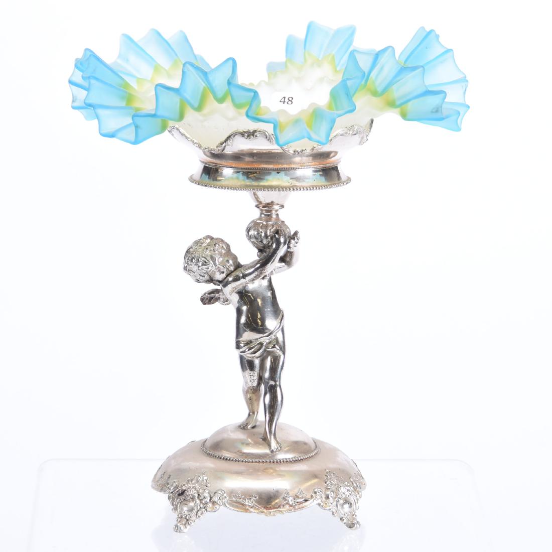 Victorian Art Glass Brides Basket 13" X 11" (1 of 3)