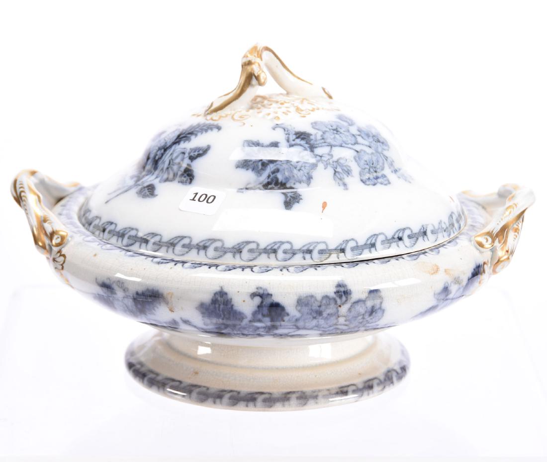 Flow Blue Covered Tureen 7" X 11" (1 of 4)