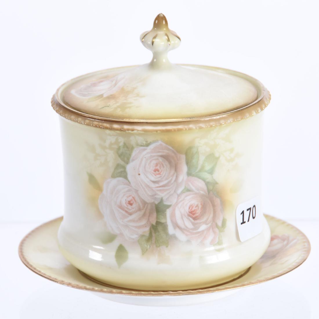 Covered Jar / Underplate Marked RS Prussia 5" X5.25" (1 of 3)