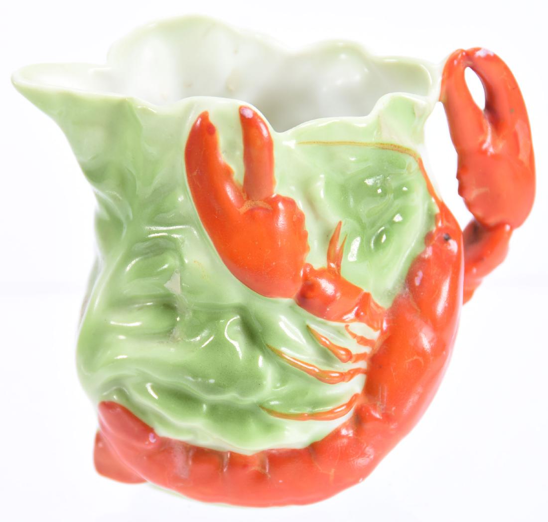 Figural Bayreuth Style Creamer 3.5": Figural Bayreuth Style Creamer - 3.5" - Lobster and Lettuce - Souvenir of Ocean Grove