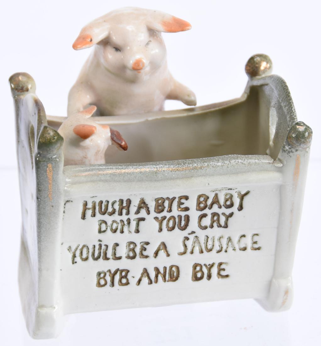 Unmarked Germany Figural Pigs Vase 3.75" X 3.5" (1 of 3)