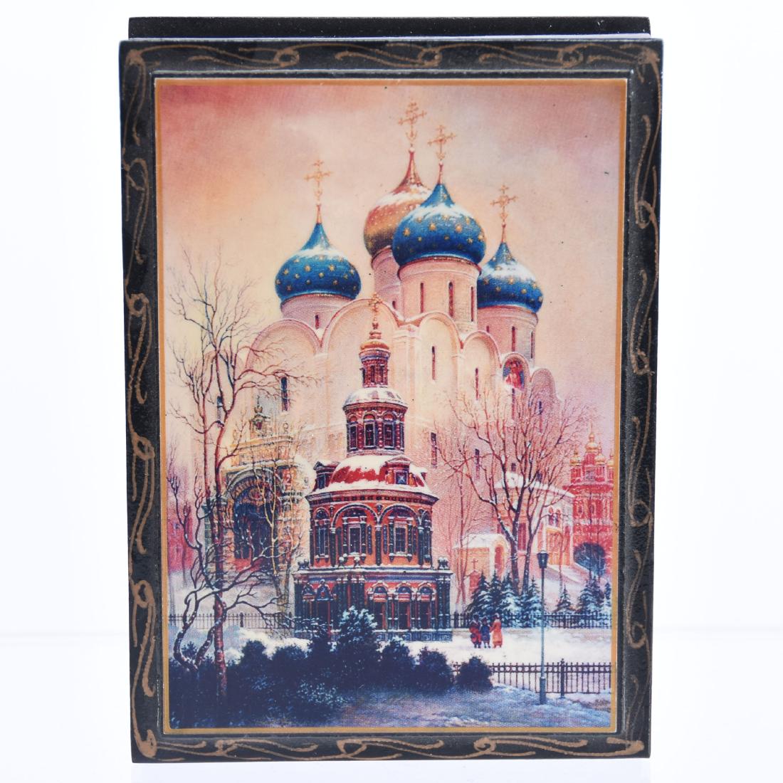 Modern Russian Lacquer Hinged Box 1.5" X 5.5" (1 of 4)