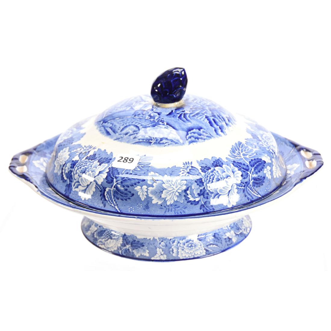 Flow Blue Covered Tureen 6" X 11.5" (1 of 4)