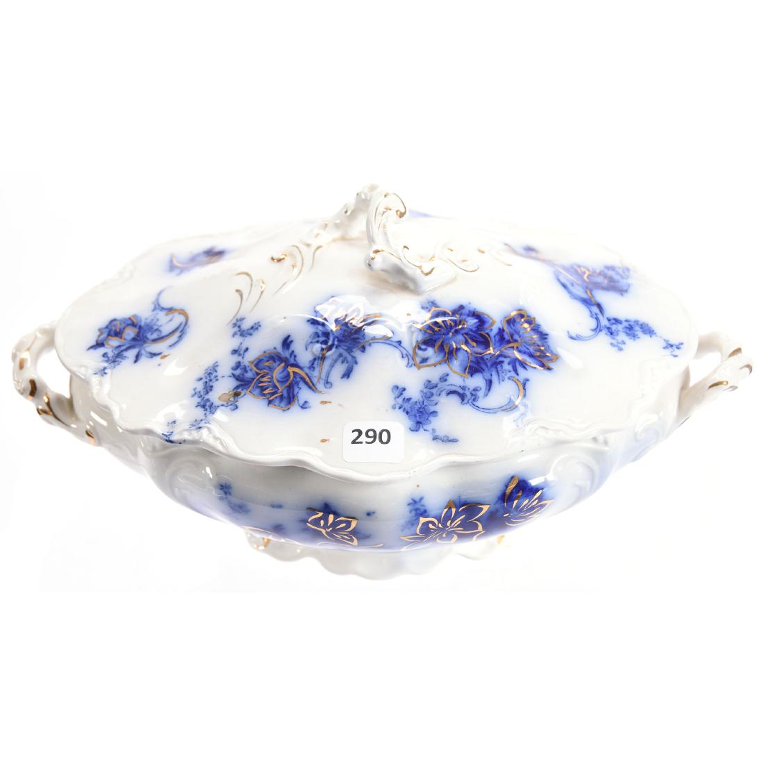 Flow Blue Covered Tureen 5.5" X 11" (1 of 4)