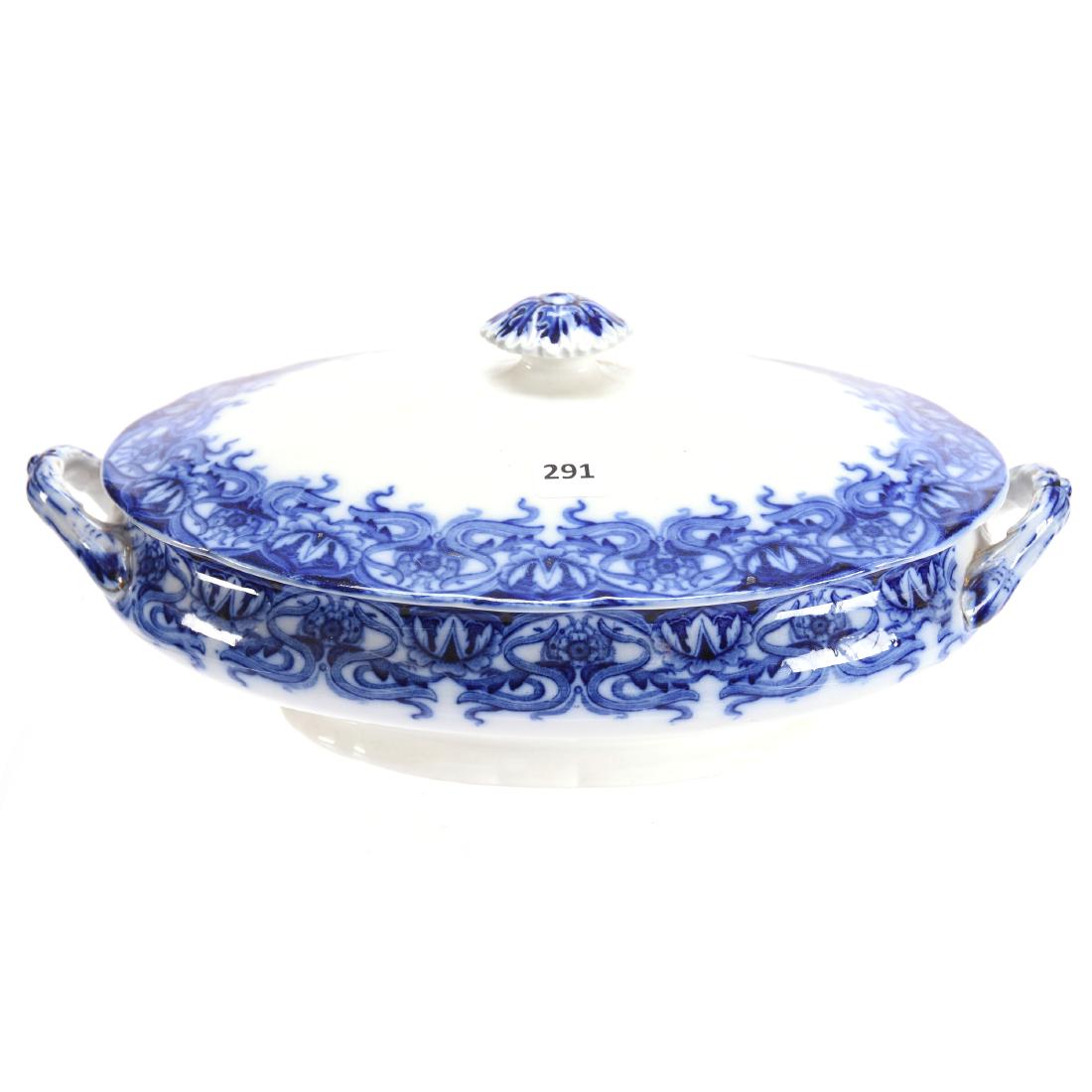 Flow Blue Covered Tureen 5.5" X 12" (1 of 4)