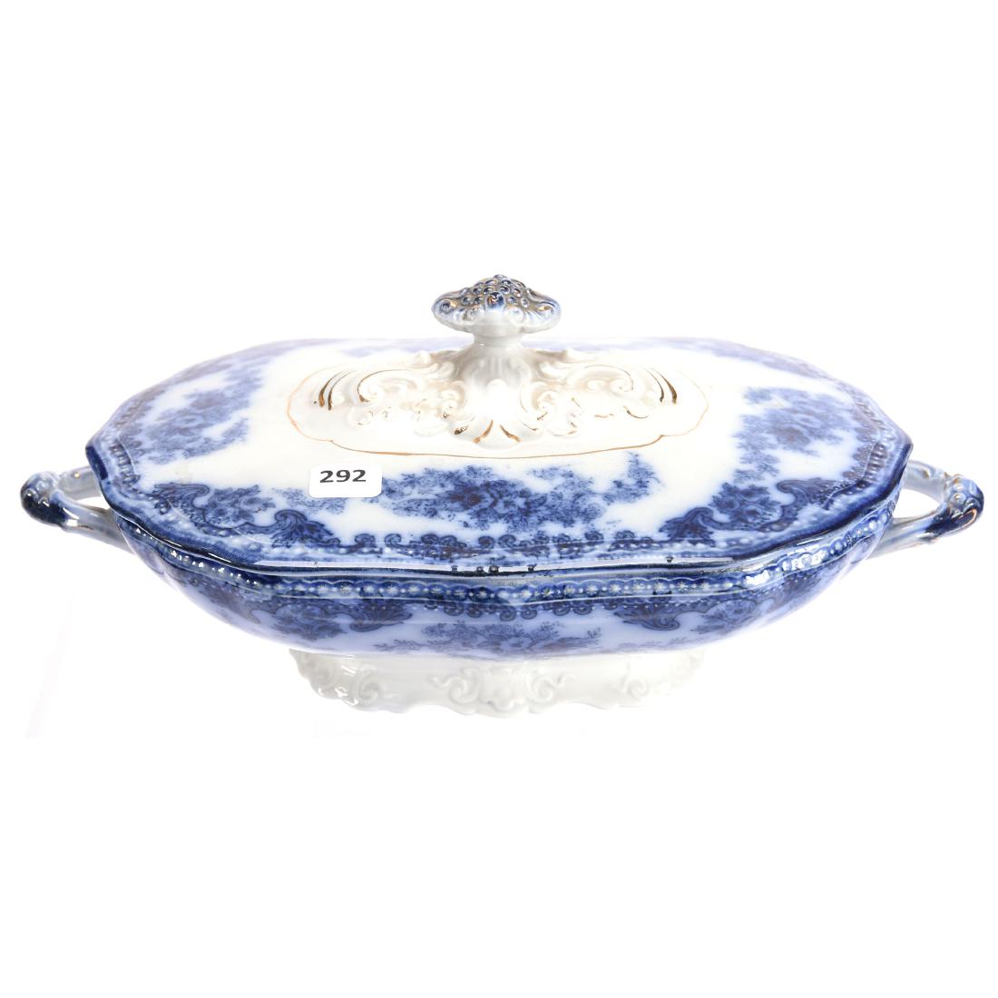 Flow Blue Covered Tureen 5" X 12" (1 of 4)