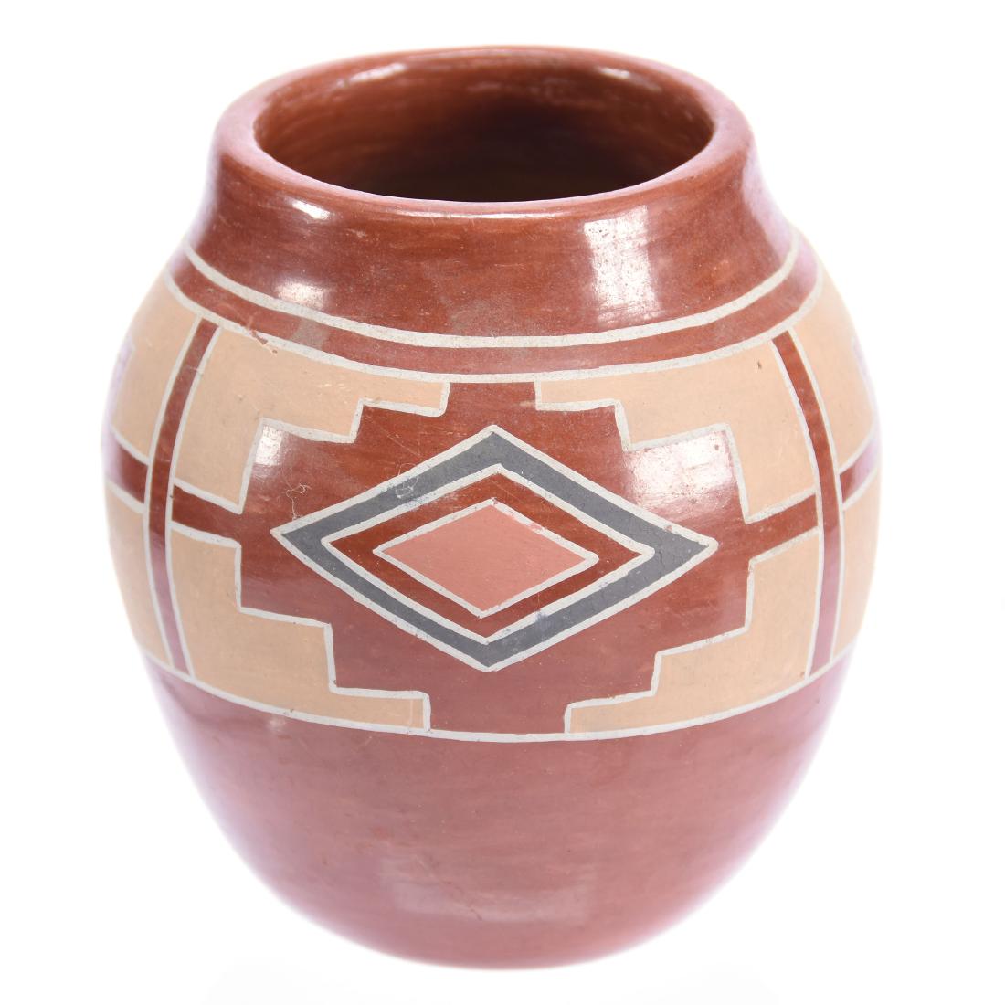 Unmarked Red Indian Pottery Vase 5" X 4.5" (1 of 2)