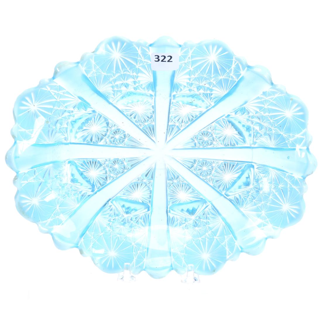 Blue Opalescent Pattern Glass Bowl 9.75" X 7.5" (1 of 2)