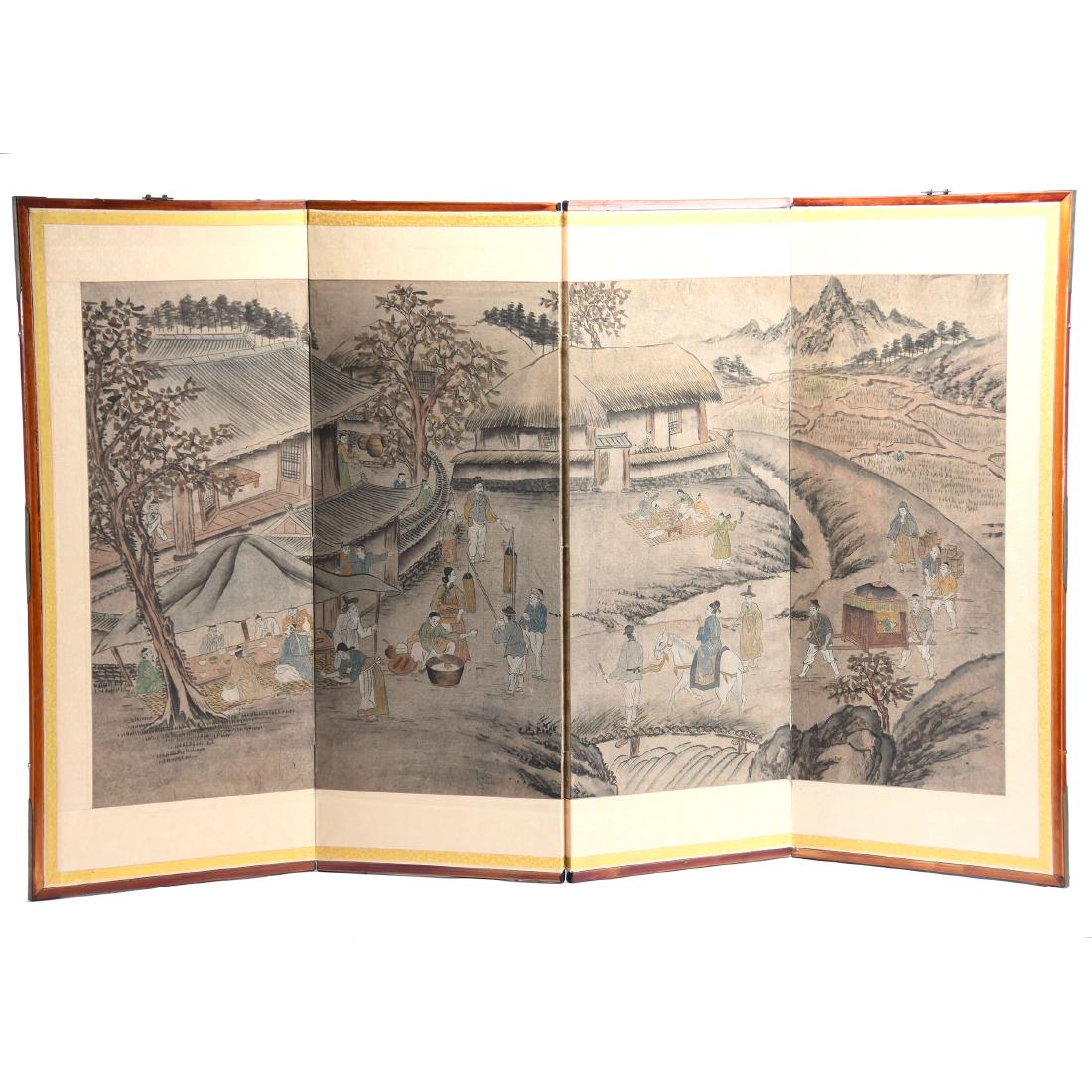 Oriental Silk Screen 34" X 56" (1 of 3)