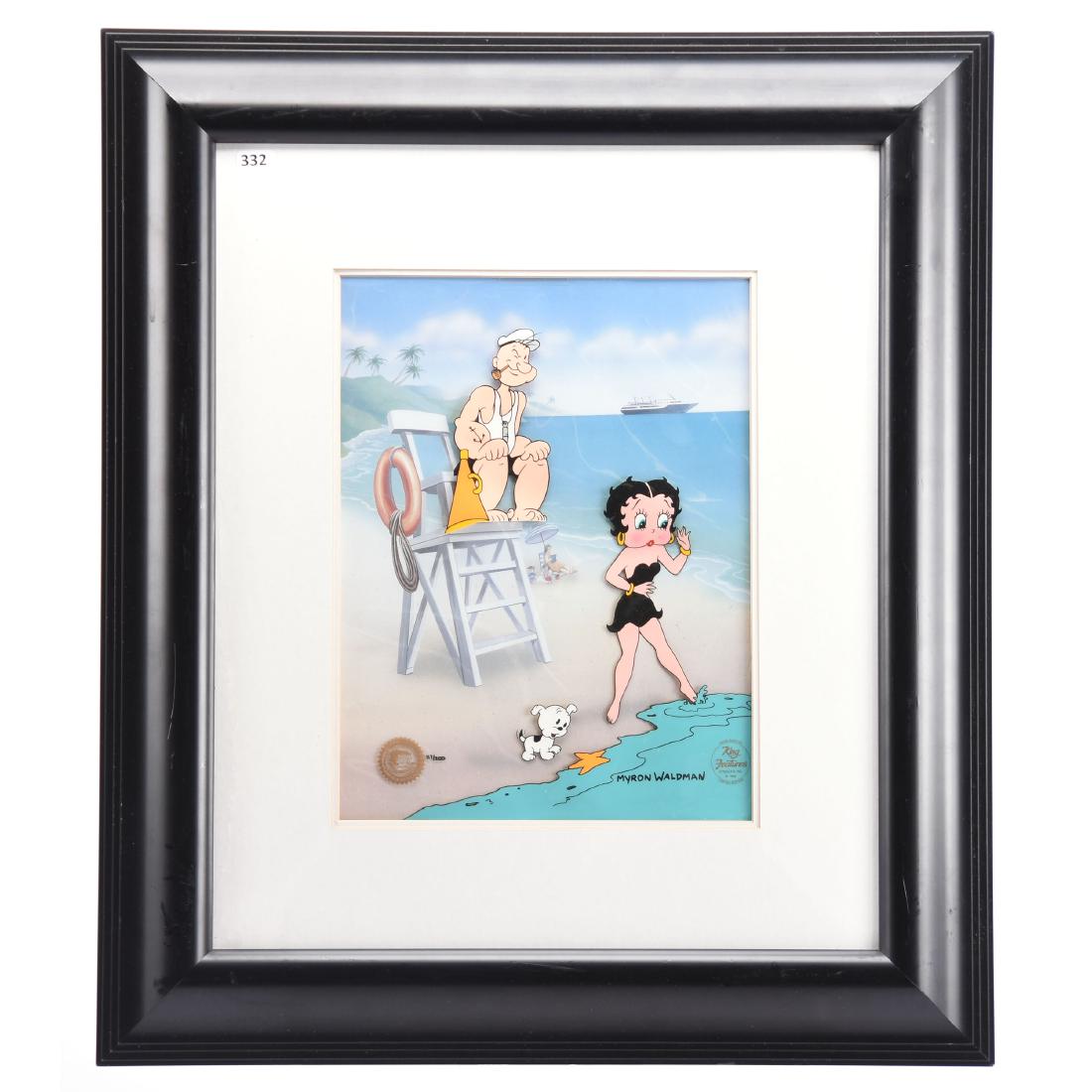 Sericell King Features Titled "Guarding Betty": Sericell by King Features Titled "Guarding Betty" Circa 1988 - Features Popeye as Body Guard with Betty Boop - Limited Edition #117 of 200 - Overall Size 23" X 20"