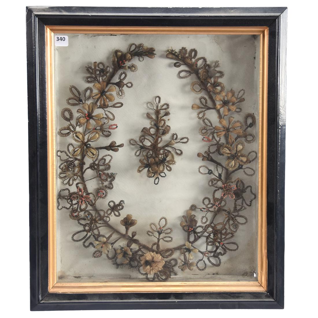 Victorian Framed Hair Wreath 20" X 17" (1 of 3)