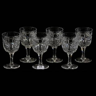 (6) American Brilliant Cut Glass Wines 4": (6) American Brilliant Cut Glass Wines - 4" - Narada Pattern by C.F. Monroe - Ray Cut Base *